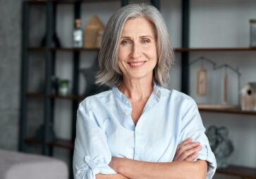 Woman nearing retirement smiling