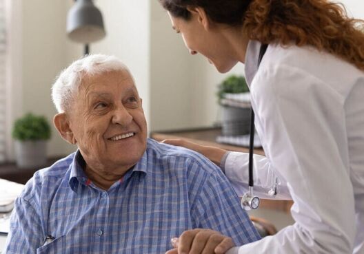 Man with dementia talks to doctor